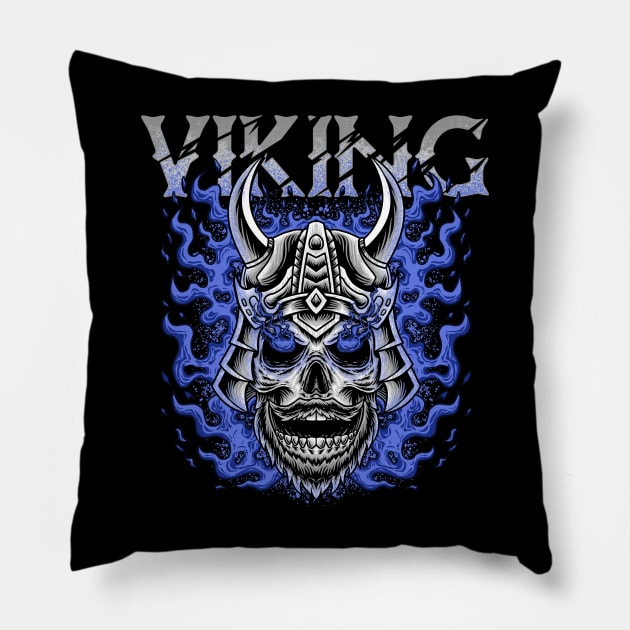 VIKING SKULL Pillow by OXVIANART
