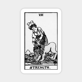 VIII. Strength Tarot Card | Black and white Magnet