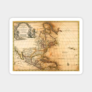 Antique Map of North America with Greenland by Pieter van der Aa Magnet