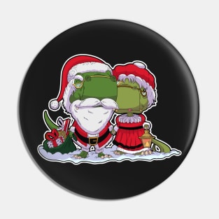 Dino Santa Claus and Mrs Claus Pin