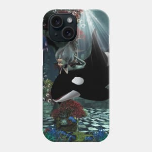 Wonderful orca with little mermaid Phone Case