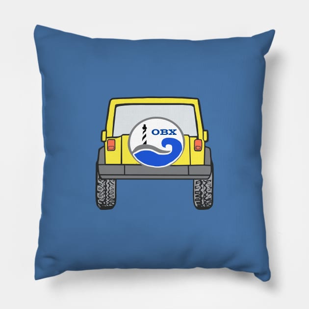 OBX Jeep Yellow Pillow by Trent Tides