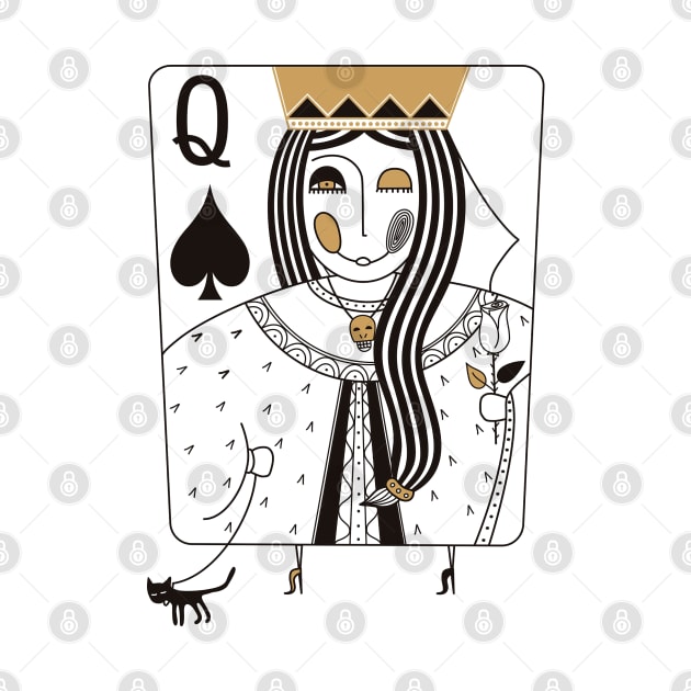 Queen of Spades playing card. Black ledy .Valentines day by Go go