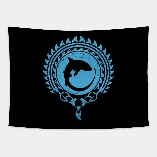 Thresher shark Polynesian design Tapestry by NicGrayTees