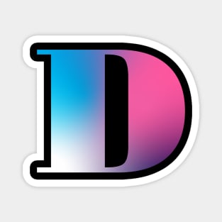 Capital Letter D Monogram Gradient Pink Blue White Magnet