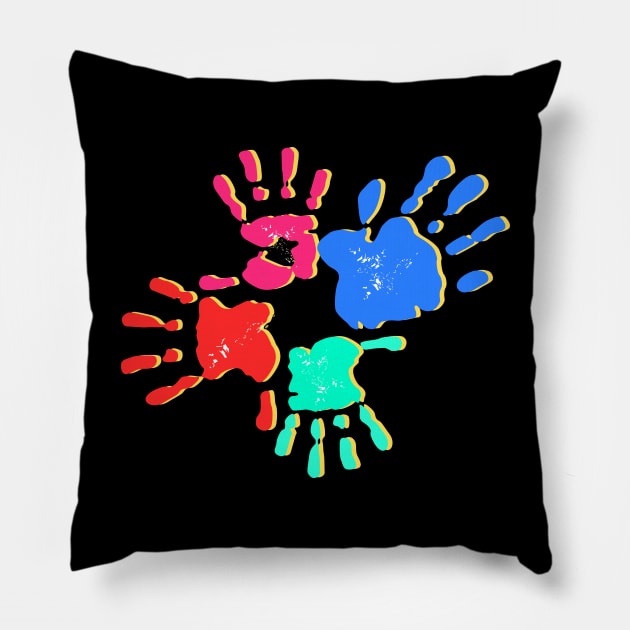 Family day, family handprint, love, cute, funny, humor, mother, father, wife, husband, kids Pillow by Semenov