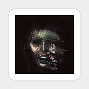 THE MOTH LADY Horror Portrait Glitch Art Magnet