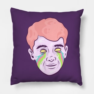 Sad Boy Crying Rainbow Pillow