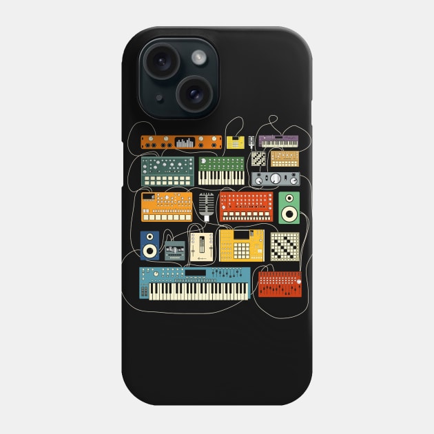 Synthesizer and Drum Machine Electronic Music Producer Phone Case by Mewzeek_T