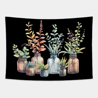 House Plants on Jars Tapestry