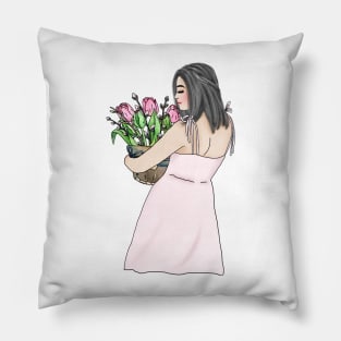 Tulip girl 1 Pillow