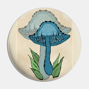 Blue Magic Mushroom, Classic Family Portrait Style Pin