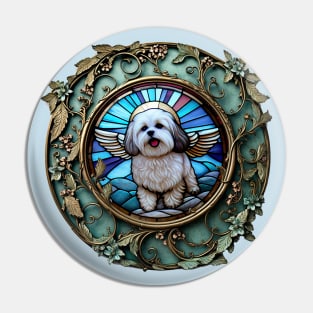 Maltese/Shih Tzu Mix Descending from Heaven To Bless Humanity Pin