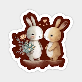 Rabbit Couple Romance Love In Valentines Magnet