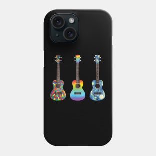 Three Ukuleles Colorful Textures Phone Case