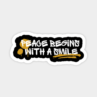 Black Typography Peace Begins With A Smile Magnet