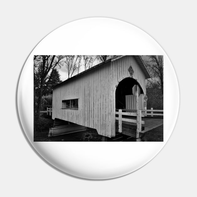 Black And White Short Covered Bridge Pin by KirtTisdale