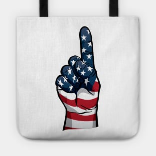 USA One Patriotic Hand in Red, White and Blue Stars and Stripes Tote