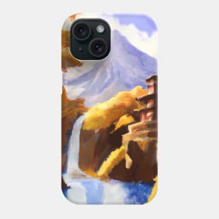 Japan Tower Waterfall Painting Phone Case