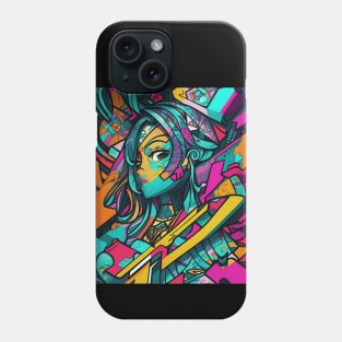 Girl In Urban WallStyle - AI Art Phone Case