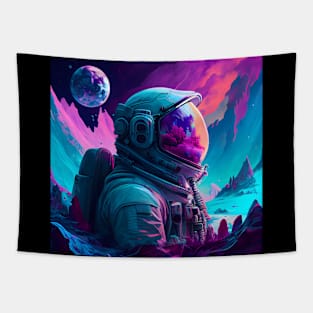 A futuristic astronaut in full spacesuit gear Tapestry