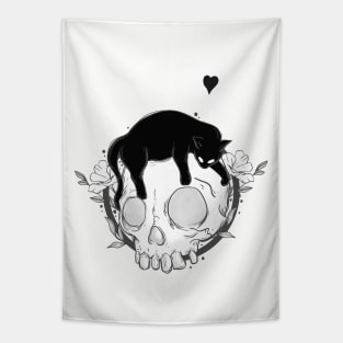 Love, cats and skull Tapestry