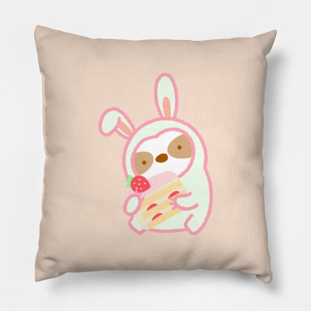 Cute Strawberry Shortcake Bunny Sloth Pillow by theslothinme