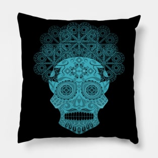 dark blue catrina calavera ecopop Pillow