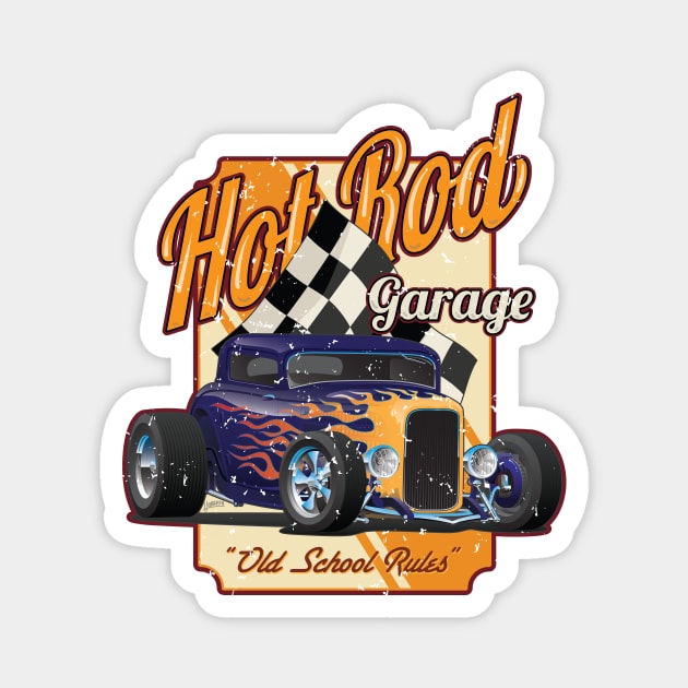 Hot Rod Garage Old School Rules Magnet by hobrath