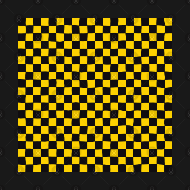 Wonky Checkerboard, Black and Yellow by Niemand