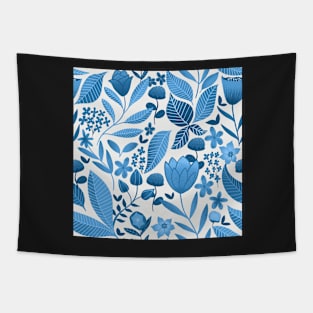 Springtime in the garden blue repeat pattern Tapestry