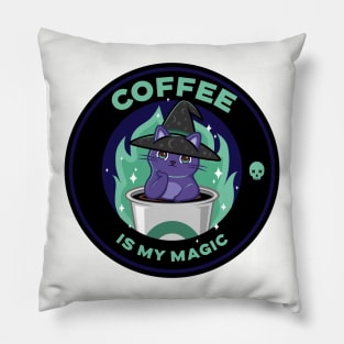 Coffee is my magic CAT Kitty Witchcraft Pillow