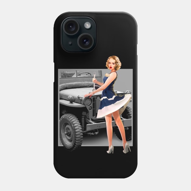 Pin-up Girls Classic Vehicle WW2 Phone Case by Jose Luiz Filho