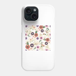 Trendy Colorful Folk Floral Original Golden Design Phone Case