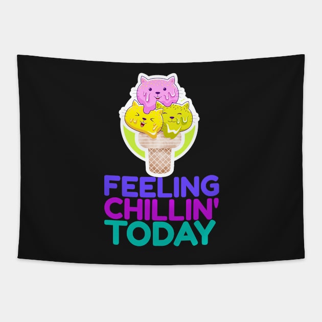 Feeling Chillin' Today_Cats Ice Cream_Green Tapestry by leBoosh-Designs