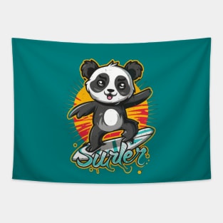 Cute Panda Surfer Tapestry