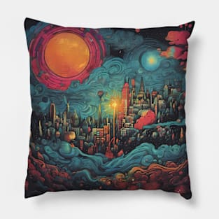 Digital Cityscape Pillow