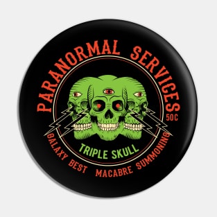 Triple Skull Paranormal Services Pin