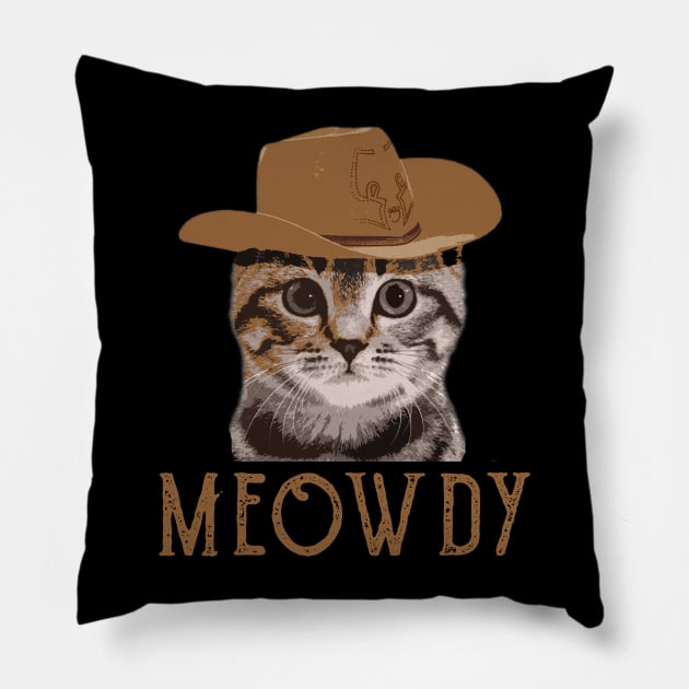 Meowdy Pillow by nikalassjanovic
