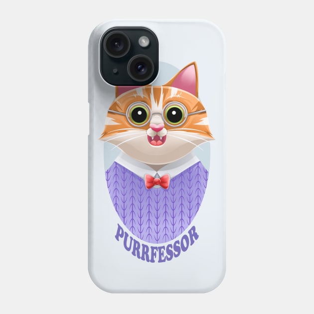 Purrfessor teacher cat pun (with background) Phone Case by Art by Angele G