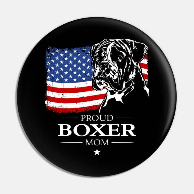 Proud Boxer Dog Mom American Flag patriotic dog Pin by wilsigns