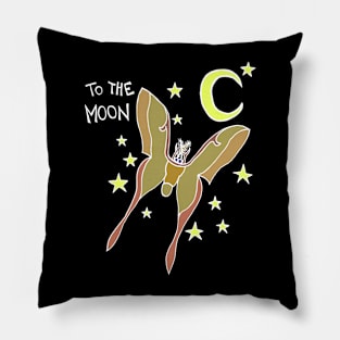 Chinese Moon Moth (Actias Ningpoana) Flying To The Moon (White) Pillow