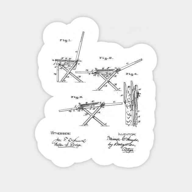 Folding Chair Vintage Patent Hand Drawing Chair Sticker