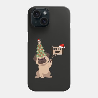 Cartoon Pug Dog with Christmas Tree on its Head Phone Case