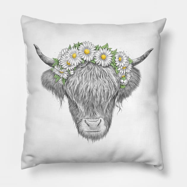 Highland cow Pillow by NikKor