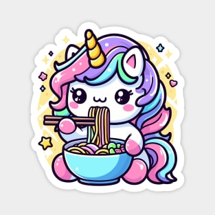 Cute Unicorn Eating Ramen Magnet