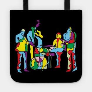 Colorful Jazz Band Modern Art Style Tote