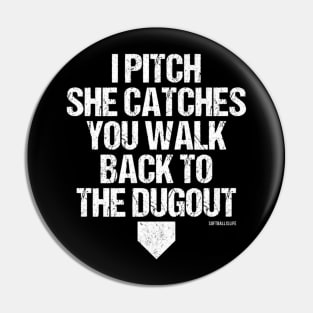 Catches Softball Pitcher Catcher Baseball Player Pin