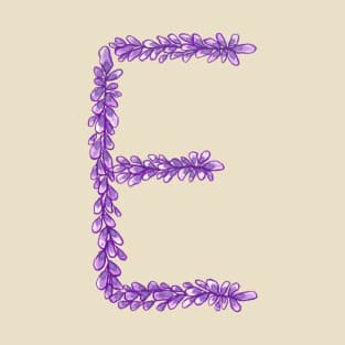 Lavender Letter E Hand Drawn in Watercolor and Ink T-Shirt