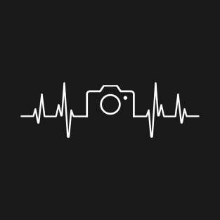 White heartbeat and camera design for photographers and camera enthusiasts T-Shirt